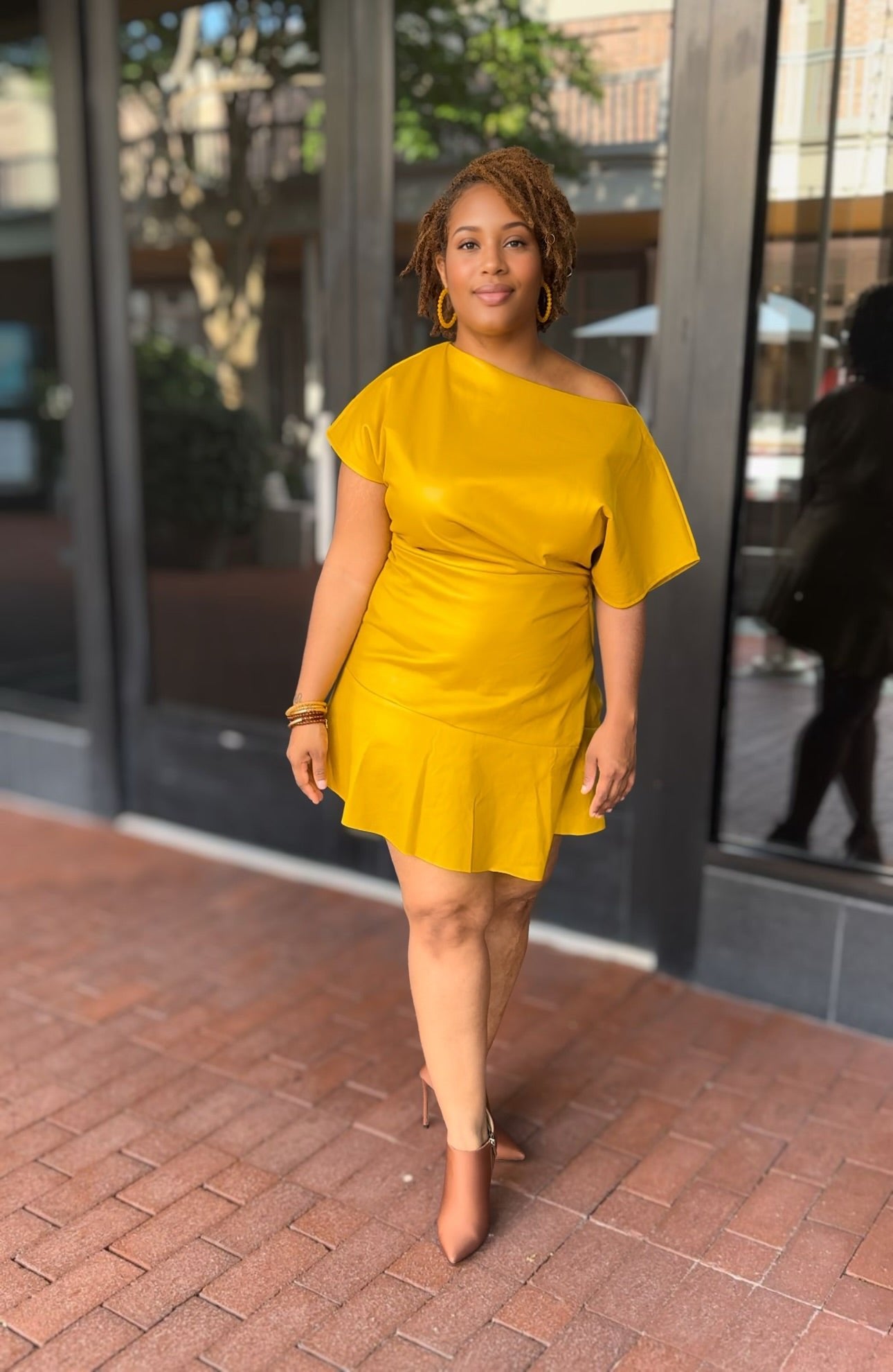 Golden Vegan Leather Dress